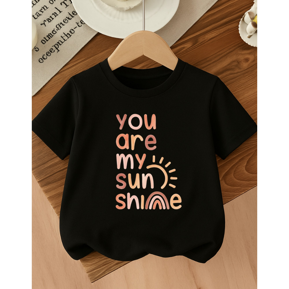 Camiseta Algodão Infantil Estampada Feminina You Are My Sunshine 331 Festa Lazer Passeio Casual Dia  Dia Presente