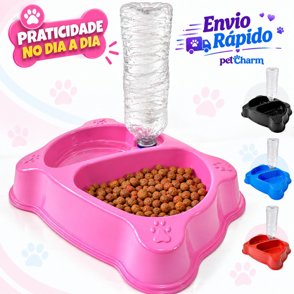 Comedouro Com Bebedouro Automático Cachorro Gato Pote