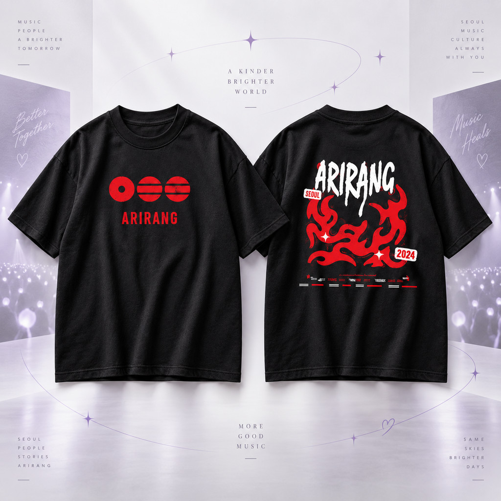 Camiseta Feminina BTS Arirang K-Pop Camisetão Oversized Streetwear Estampado 100% Algodão Fio 30.1