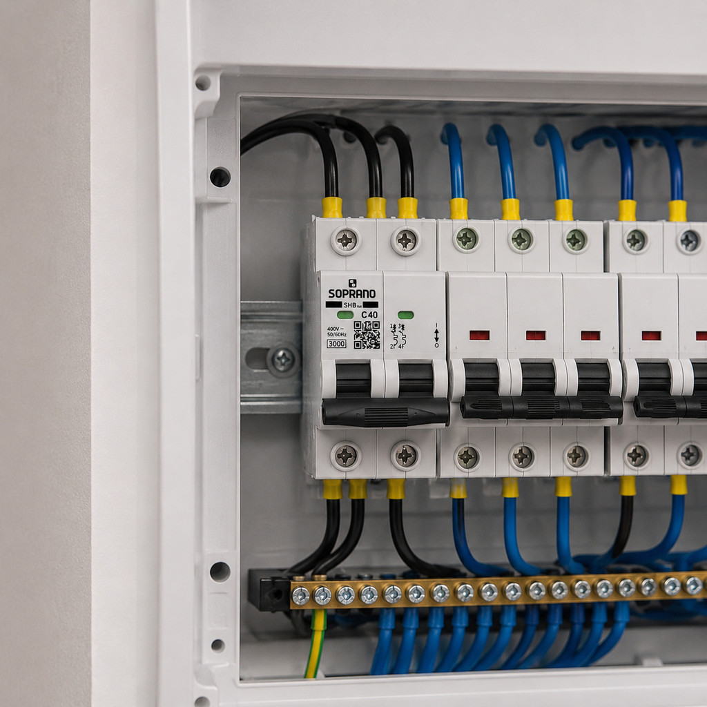Disjuntor 2 Polos 40A Soprano DIN Curva C Para Proteção de Circuitos Elétricos Residenciais — imagem 2 de 2