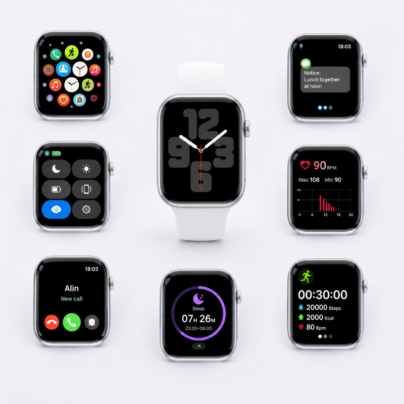 [OneEscolha] O modelo inclui: Headset + Smartwatch, compatível com iOS e Android, estilo casual, tela sensível ao toque 