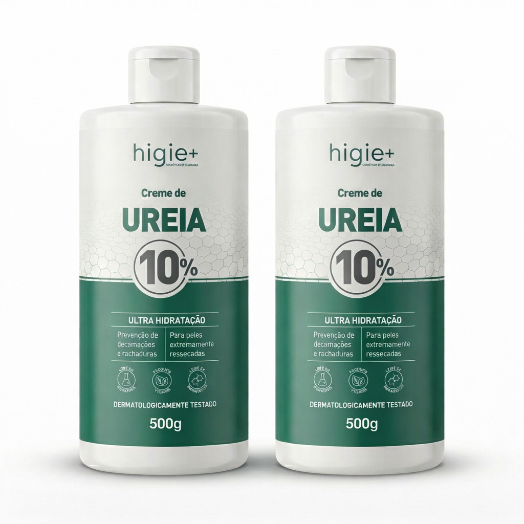 Kit 2 Cremes de Ureia 10% Higie+ 500g Hidratante para Pele Ressecada