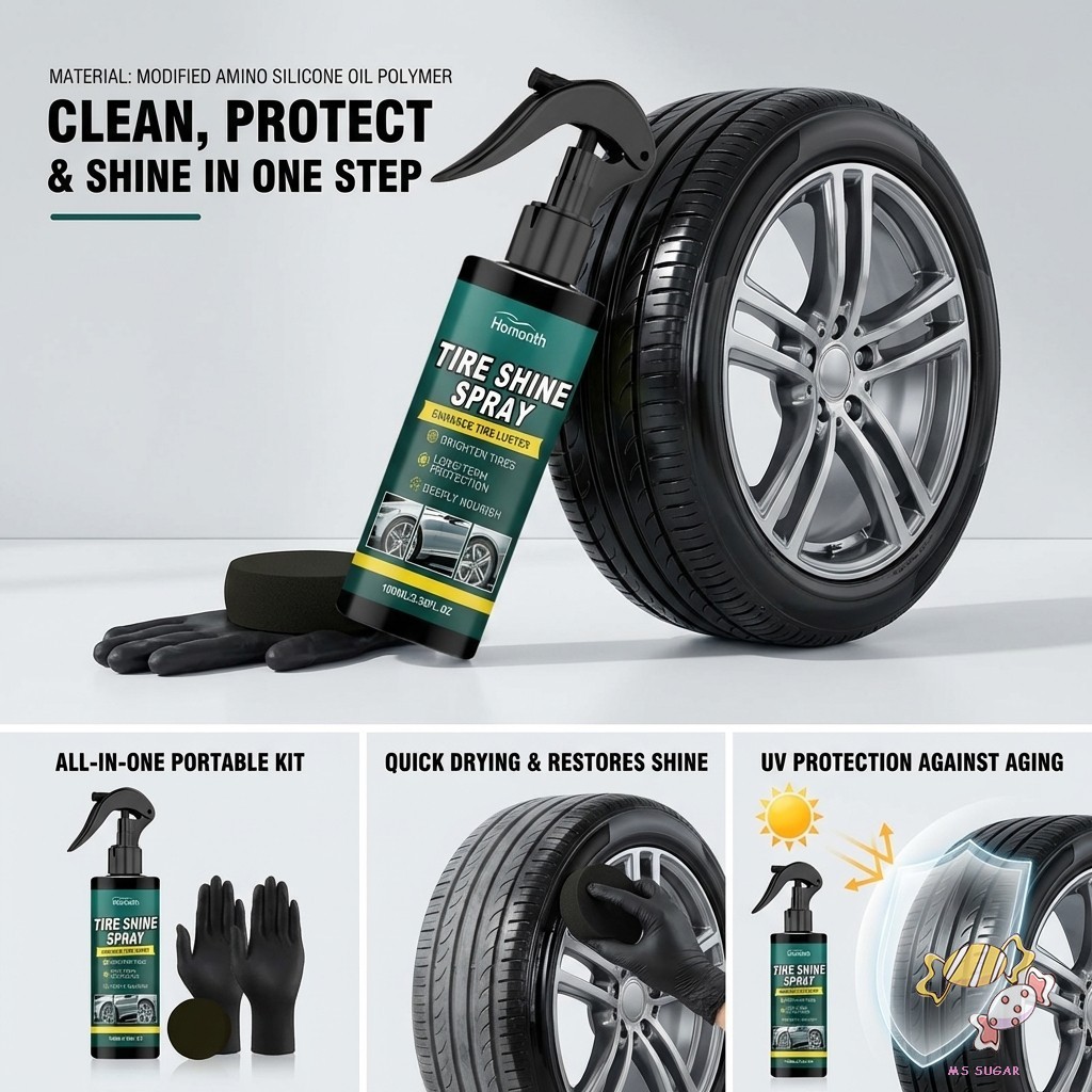 Restaurador Portátil De Brilho De Pneu 100ml Limpador Protetor UV Para Kit De Cuidados De Borracha De Carro