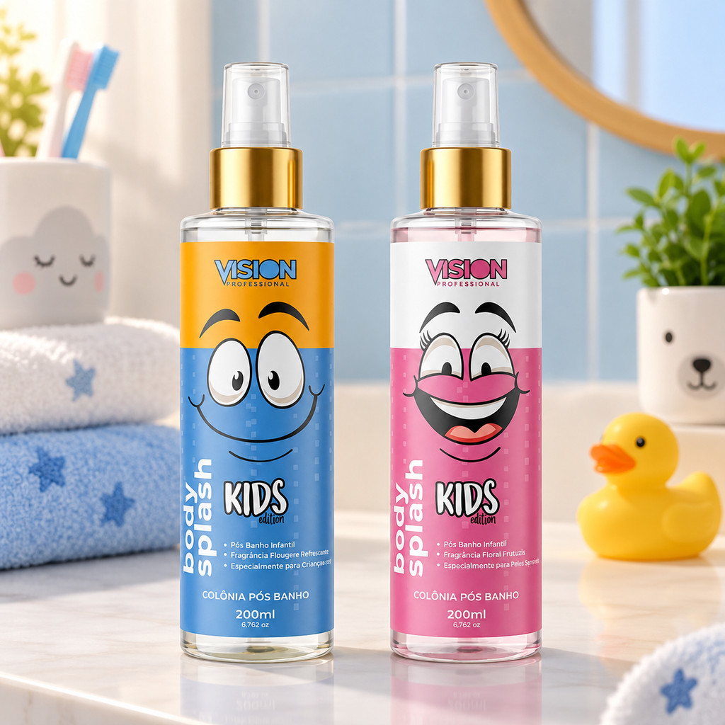 Body Splash Infantil Vision Kids 200ml Colônia Pós Banho Menino e Menina