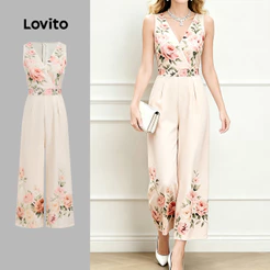 Lovito Macacão Boho Com Estampa Envelope Para Primavera/Verão Floral Feminino JRB199P2D727