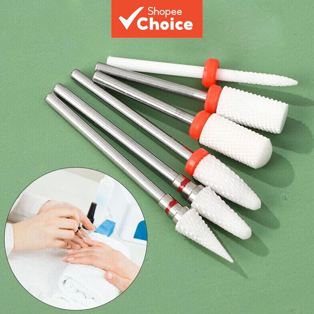  Conjunto de 6 peças de brocas cerâmicas para unhas, broca de 3/32'' (2,35 mm) para unhas de acrílico profissional, para