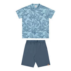 Conjunto Infantil Menino Gola Padre Elian Azul