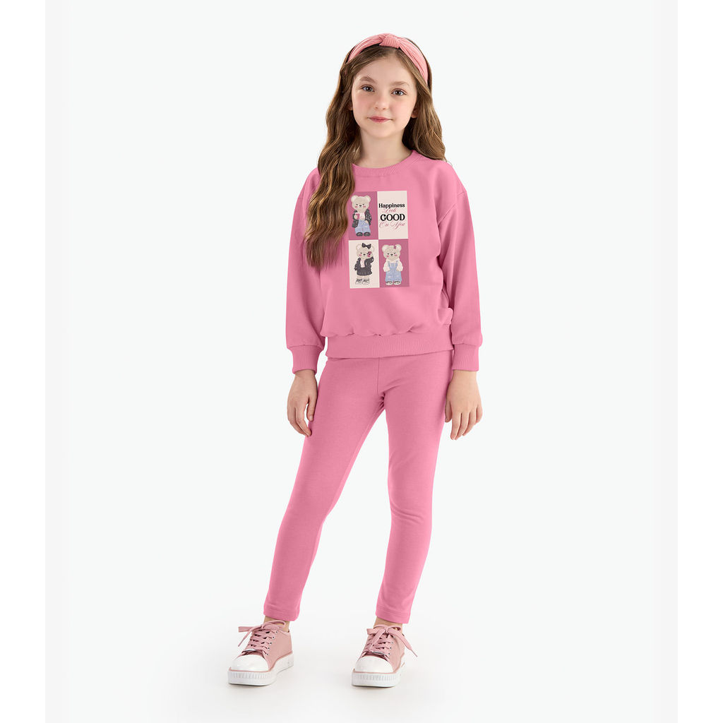 Conjunto Blusão Com Legging Menina Rovi Kids Rosa