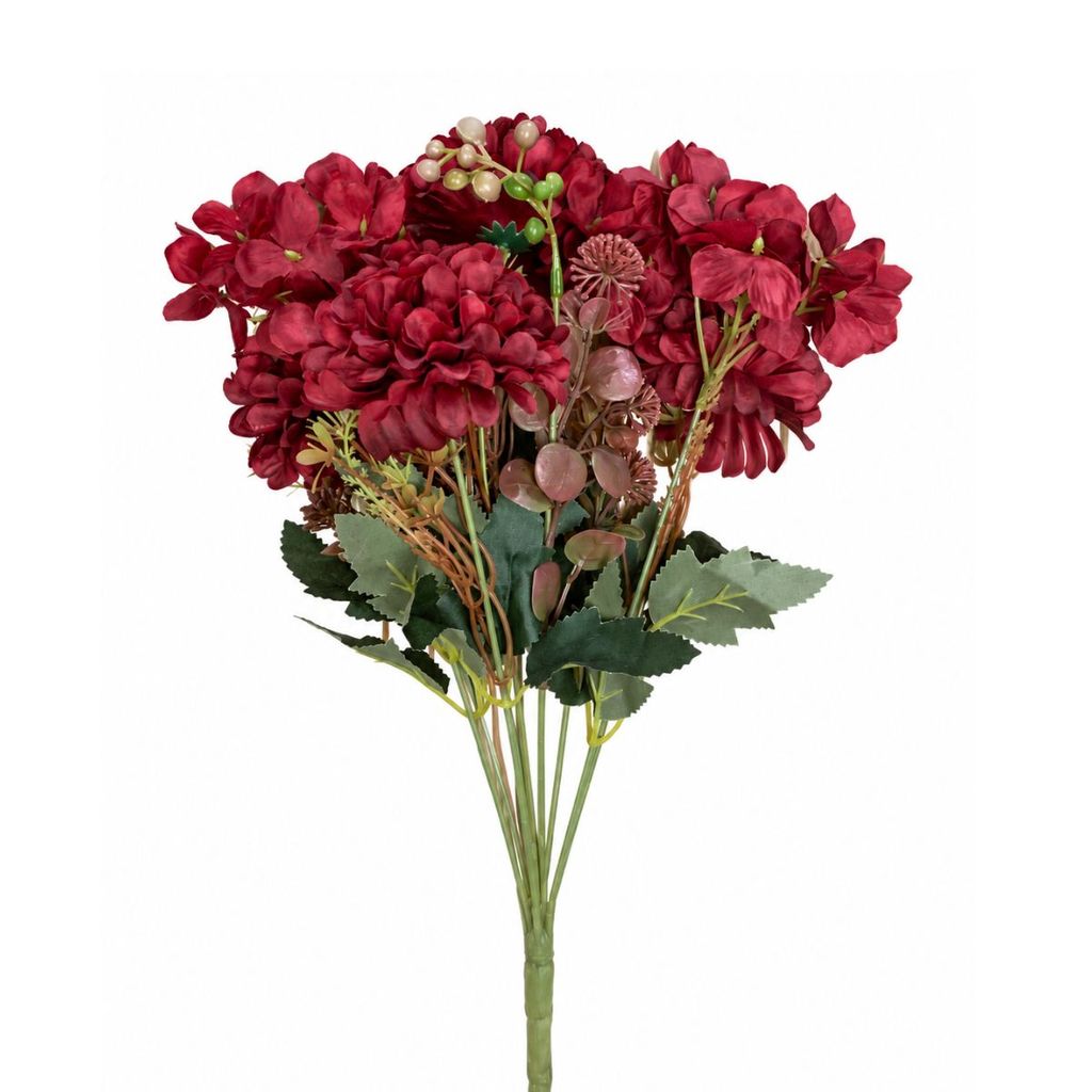 Buquê De Crisântemo c/ Hortênsia Artificial Decoração, Festa