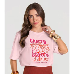T- Shirt Feminina Oversized Dianna Rosa