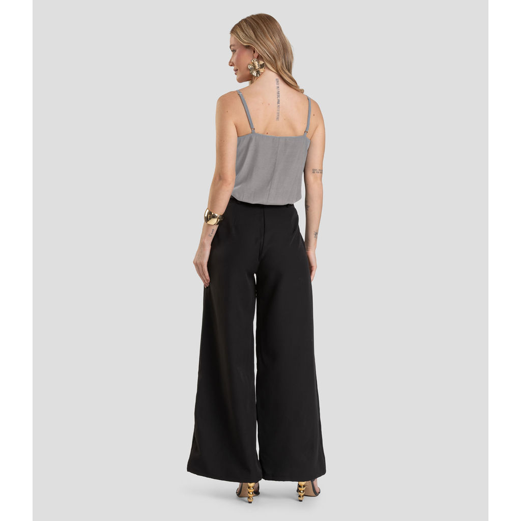 Blusa de Alça Feminina em Tecido Acetinado Dianna Cinza · foto 2