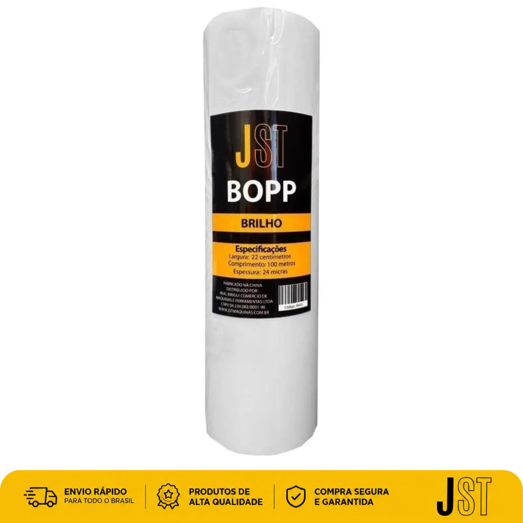Bopp Brilho 22cm x 100m 24 Micras JST Filme para Laminação a Quente