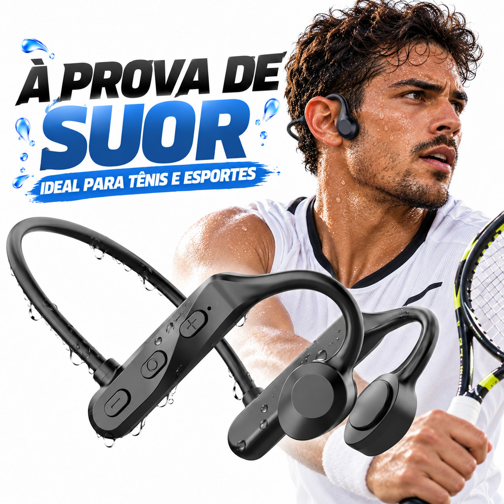 Fone Bluetooth Esportivo Sem Fio 20h Bateria Design Ergonômico para Academia e Caminhadas