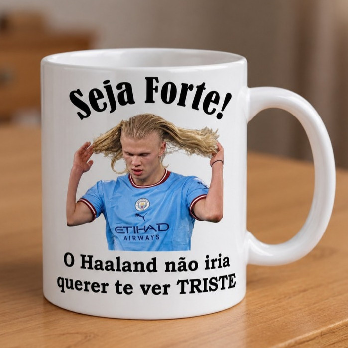 Caneca do Haaland, personalizada caneca seja forte Haaland porcelana
