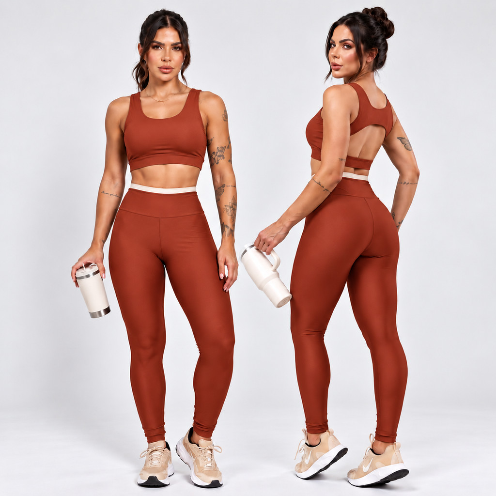 Conjunto Fitness Feminino Premium para Academia e Ginástica zero transparência – Confortável e Leve