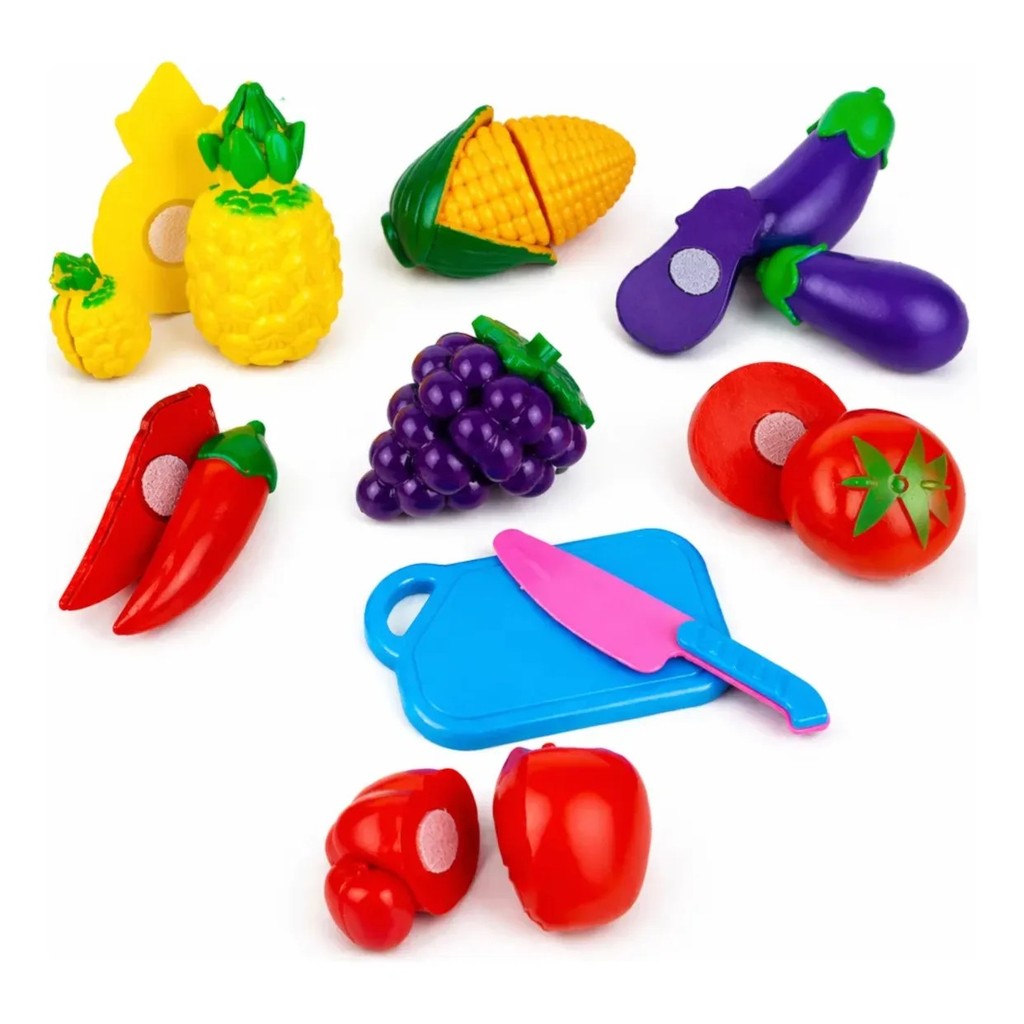 Kit Brinquedo Comidinha Infantil Frutas De Cortar Cozinha Velcrada Educativo com Acessórios