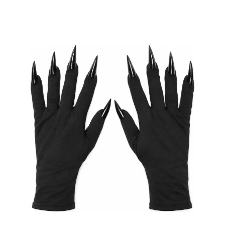 Luva Halloween com Unhas Pretas para Fantasia de Bruxa, Monstro e Personagens de Terror ×1