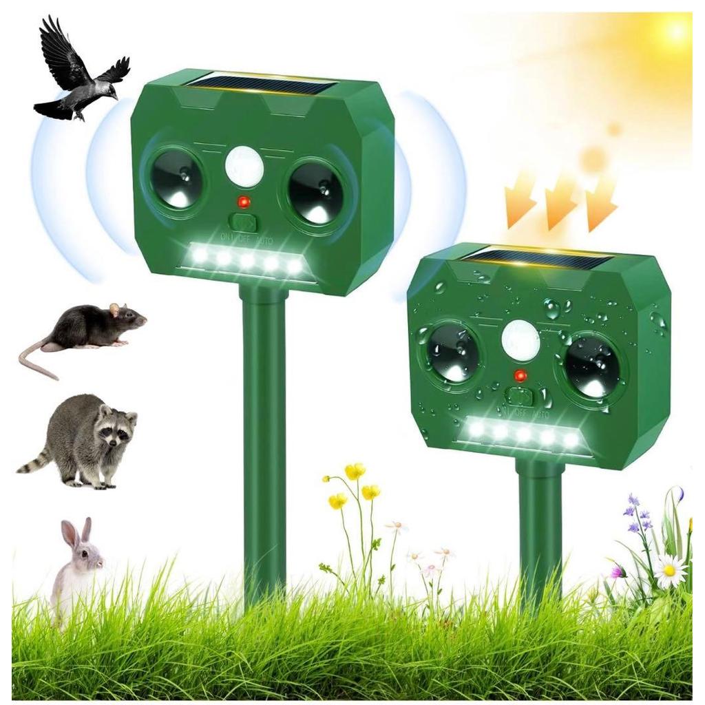 Kit 2/3/4 Repelente Solar Ultrasonico Com Sensor Para Espanta Animal Controle de Pragas Rato Gato Cobra Pombo