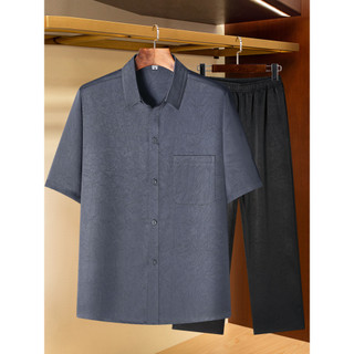 Camisa de manga curta masculina idosa de meia-idade terno verão fino Casual solto vovô camisa idosos topo pai terno