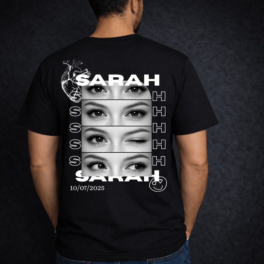 [Camiseta Premium em Algodão Puro]GXG Eyes Print, Date Print, Couple Shirt UNSIEX