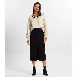 Saia Midi Cargo Feminino Rovitex Preto