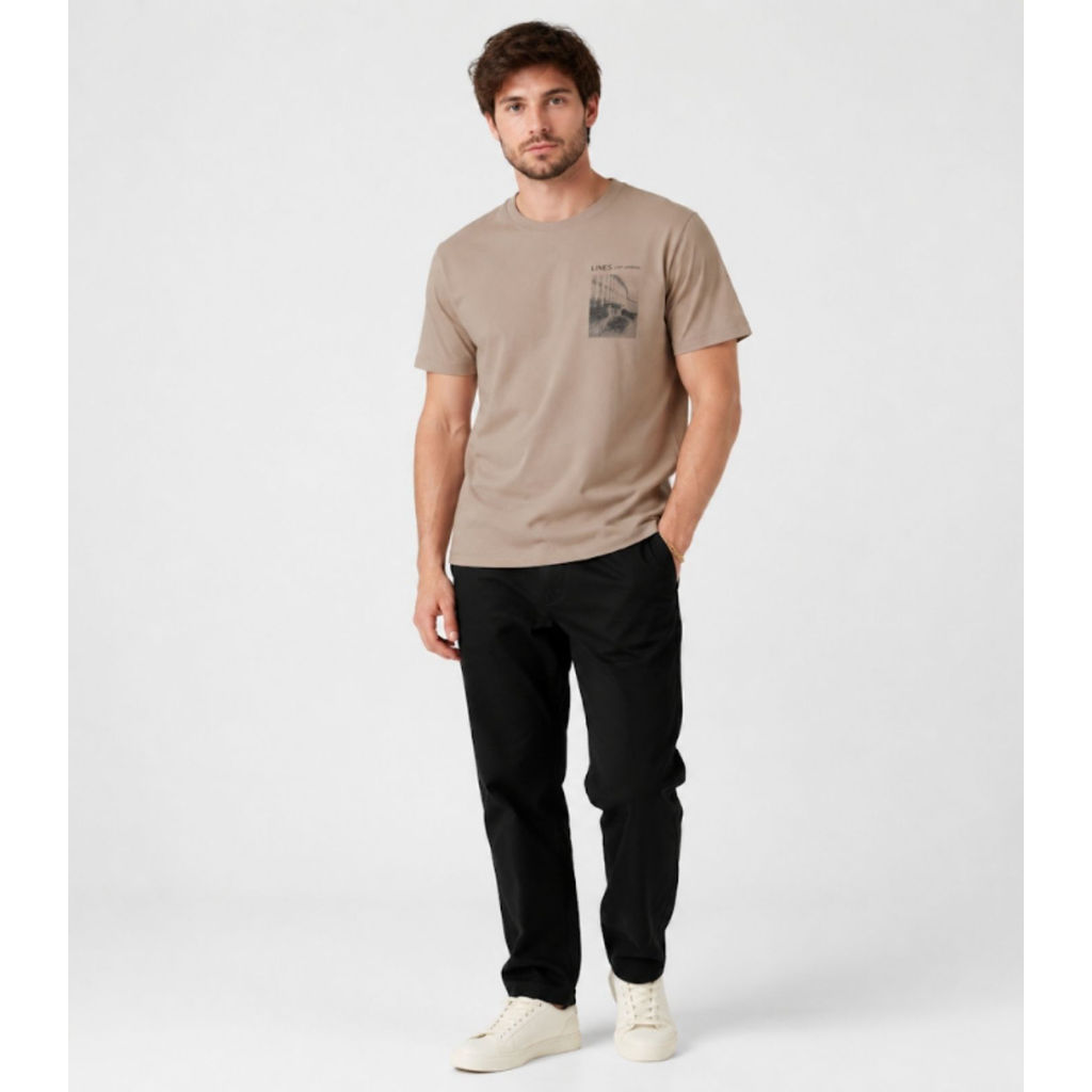Camiseta Masculina em Meia Malha Diametro Marrom