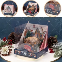 5 CAIXA PARA PANETONE 500g COM TAMPA DE ACETATO MEMÓRIAS 6040 (JANGO NATAL 2026)