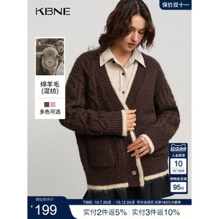K KBNE estilo Preppy contraste cor com decote em v exterior de manga comprida Cardigan de malha feminino 2026 inverno no