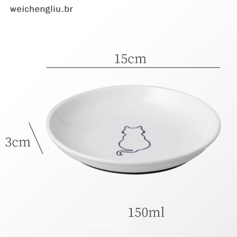 # weicheng Pratos De Cerâmica Para Gatos Com Almofada Antiderrapante De Silicone Tigela De Lanche De Estimação Comida Ga