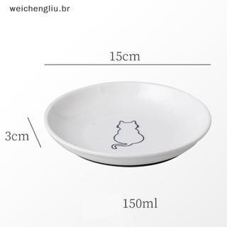 # weicheng Pratos De Cerâmica Para Gatos Com Almofada Antiderrapante De Silicone Tigela De Lanche De Estimação Comida Ga