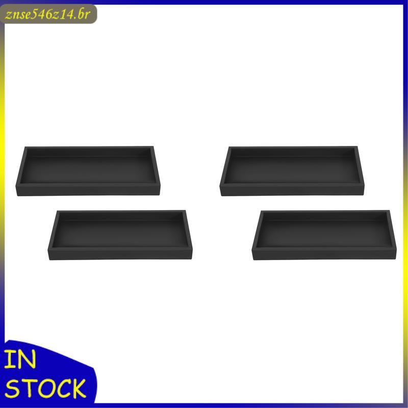 [Blw] Conjunto De 4 Bandejas De Banheiro , Bandeja Decorativa De Armazenamento De Silicone Preto Pequena Para Lavatório 