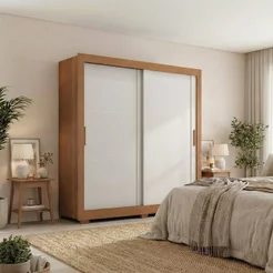 Guarda Roupa Casal Titanium 2 Portas de Correr 4 Gavetas Bege/Cinamomo/Areia Cinamomo/Areia