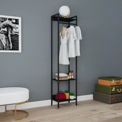 Estante Closet Arara 187x45cm 3 Prateleiras Active Yescasa Preto/Ônix Preto Onix/Preto