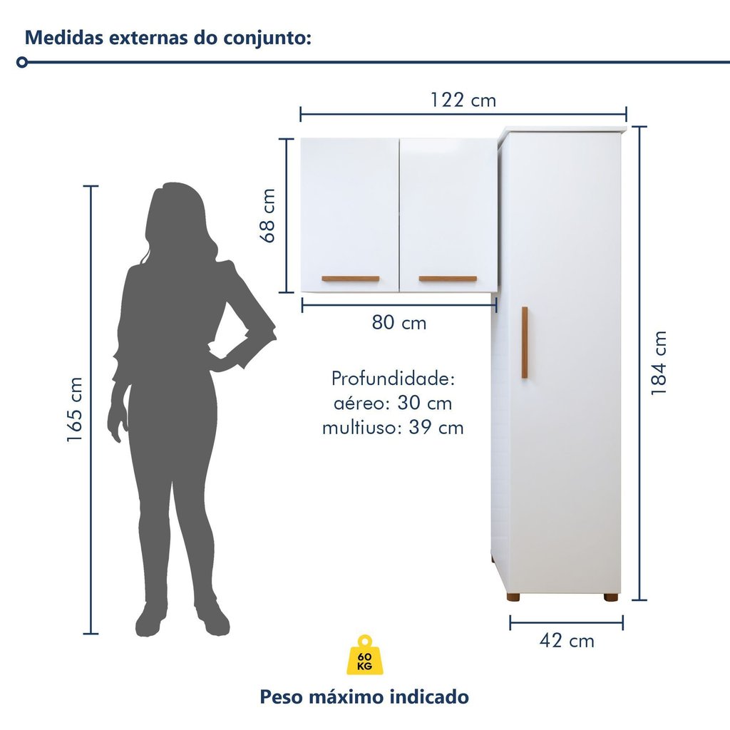 Lavanderia Modulada 1 Armário Multiuso e Armário Aéreo Uberlândia 120 · foto 2