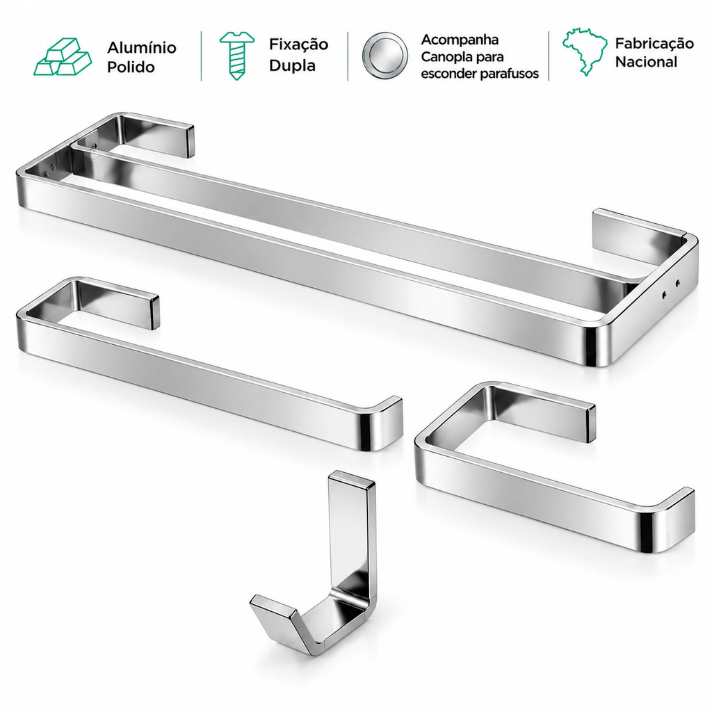 Kit Acessórios Athena duplo 4 Peças - Polido — imagem 2 de 2