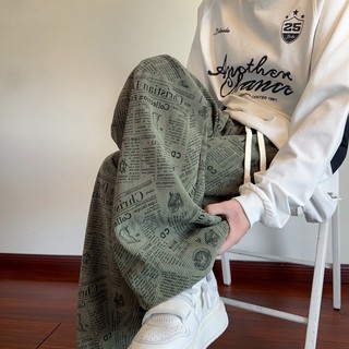 Americano Retro outono inverno calças casuais masculinas ins Street Wear solto calças de perna larga Design sentimento v
