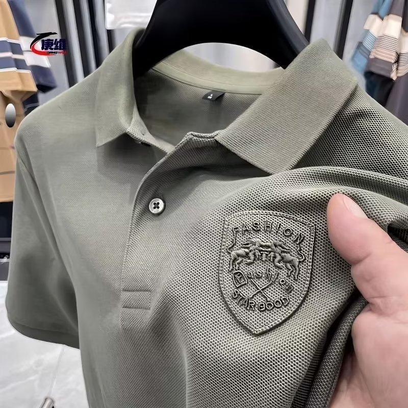 Camisa Polo Casual masculina de manga curta All-Match nova moda camisa de fundo na moda lapela camiseta meia manga topo