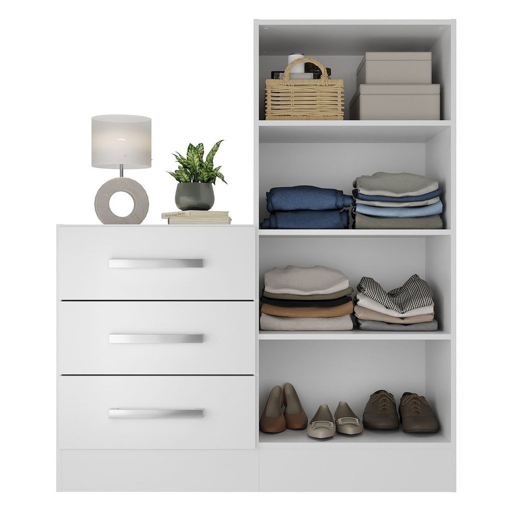 Cômoda para Quarto 3 Gavetas 2 Portas Dunas Branco Yescasa Branco · foto 2