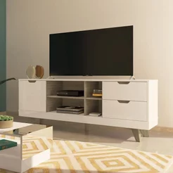 Rack para TV até 60 Polegadas 160cm 2 Gavetas Michigan Bege Off White/Carvalho