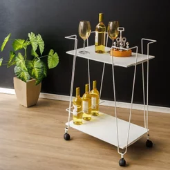 Carrinho de Bebidas Sala de Jantar Decorativo Branco