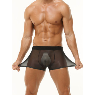 2025 novo estilo completo transparente gelo seda roupa interior masculina verão estilo fino respirável sem costura boxer