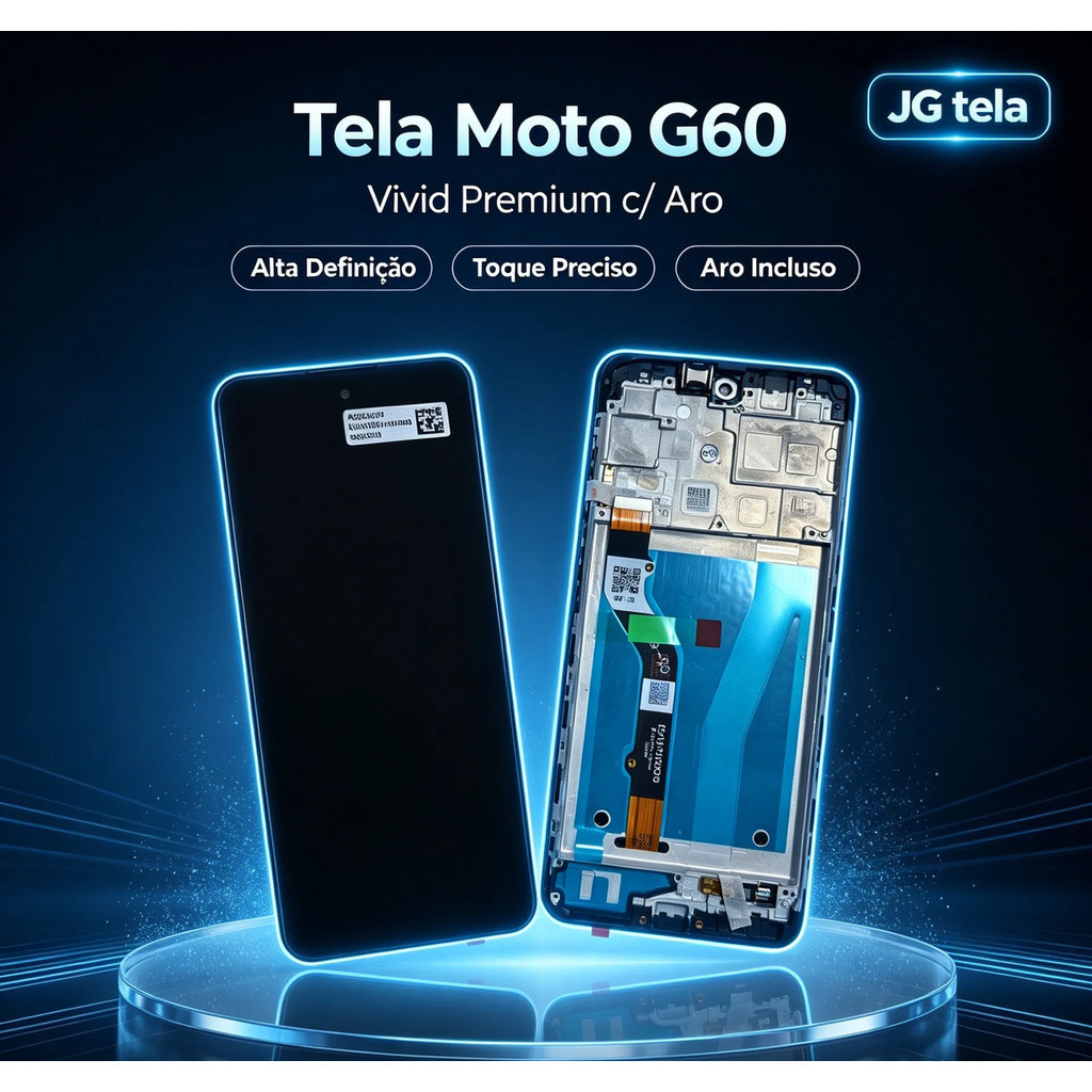 Frontal Tela LCD Display Moto G60 C\Aro ViViD Premium100% testada cores viva / Cor Original