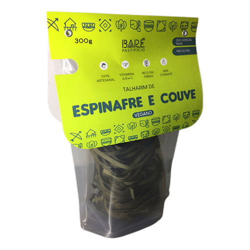 Massa Artesanal Talharim Espinafre E Couve Vegano Baré 300g