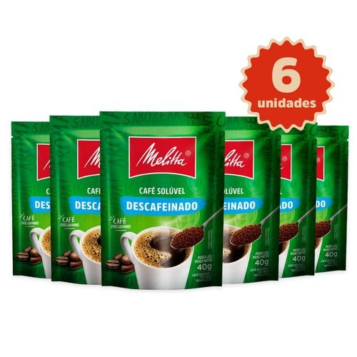 Kit 6 Cafés Solúvel Melitta® Descafeinado Sachê 40g