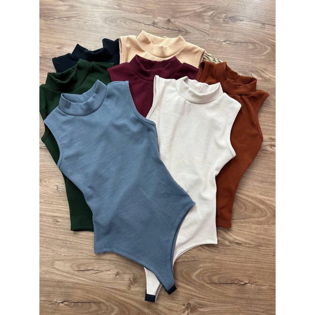 body bori collant feminino regata gola alta canelado premium