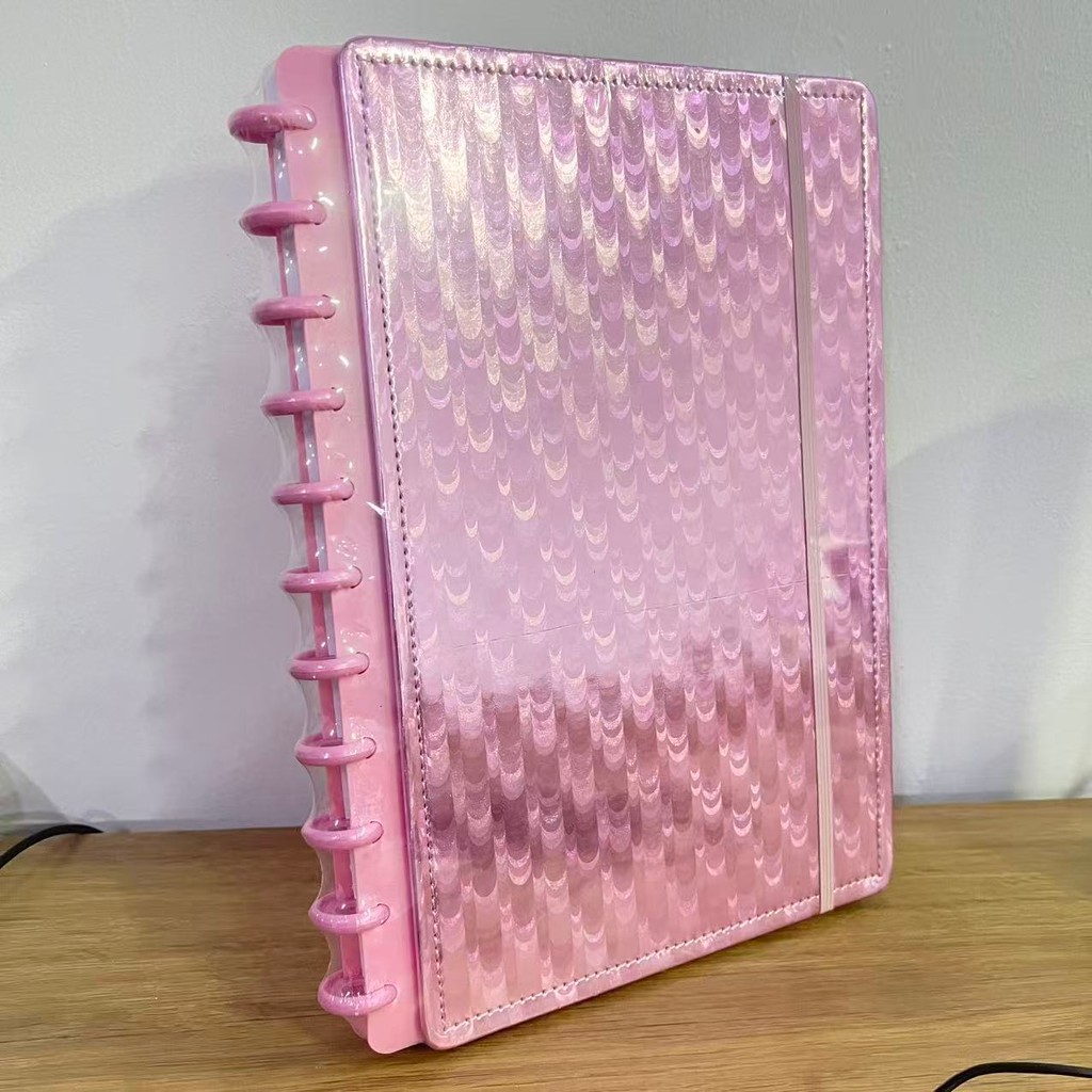 Caderno Inteligente Capa Dura Elastico 8/10/11 Disco Com Divisoria Etiqueta 87 Folhas Escama de peixe