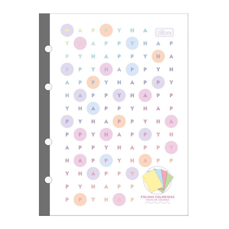 Bloco para fichário colegial sem pauta Tiliflex Happy Colors 4 furos 80 folhas Tilibra em Oferta na Shopee