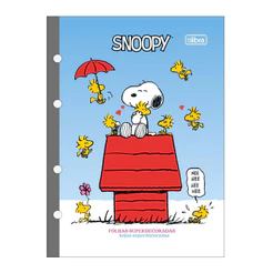 Bloco para fichário colegial Tiliflex Snoopy 4 furos 80 folhas Tilibra