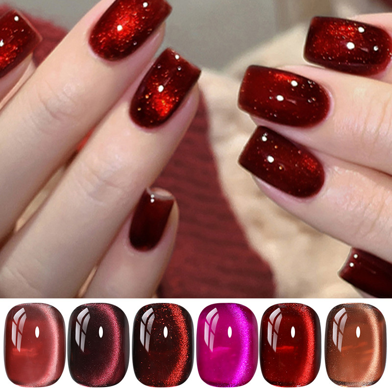 UR SUGAR 6 Cores Gato Magnético Unhas Gel Polonês Conjunto Cristal Vermelho Efeito UV LED Soak Off Kit