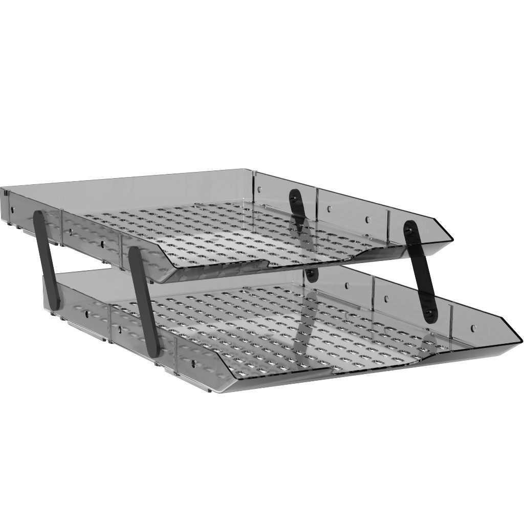 Organizador de Mesa Duplo para Documentos e Papel A4 Escritório e Home Office Premium Fumê